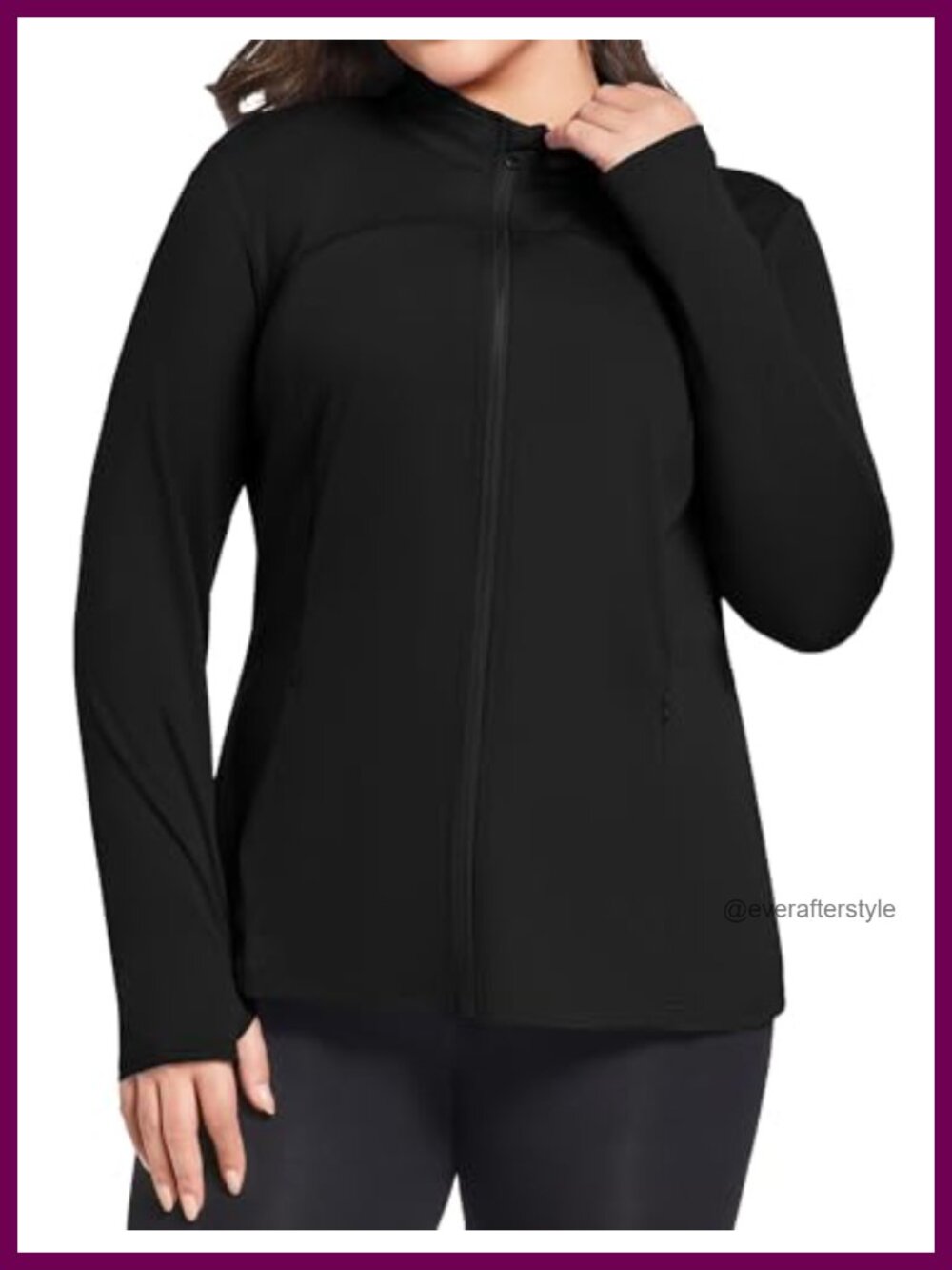 Plus Size Full Zip Athletic Running Jacket Lightweight Yoga Top Thumb Holes